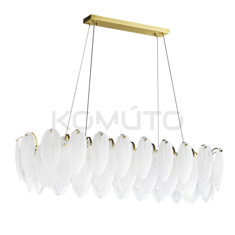 Lampa wisząca PIUMA LONG 100 podłużna białe pióra