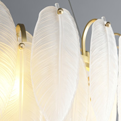 Lampa wisząca PIUMA LONG 100 podłużna białe pióra