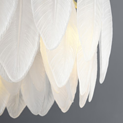 Lampa wisząca PIUMA LONG 100 podłużna białe pióra