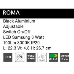 Kinkiet gięty Roma czarny Kinkiet gięty Roma czarny
