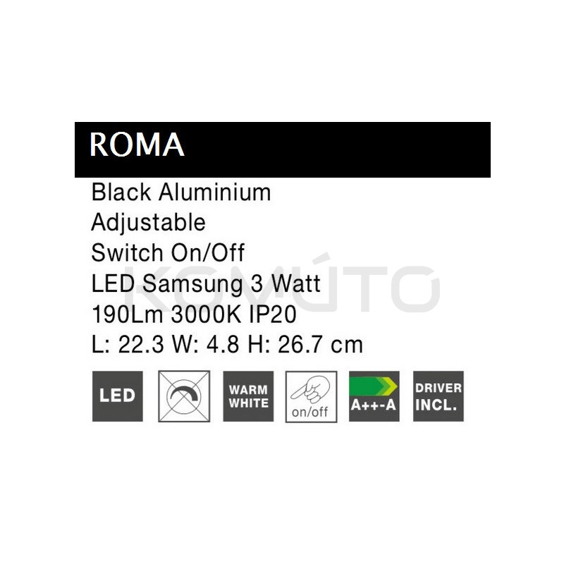 Kinkiet gięty Roma czarny Kinkiet gięty Roma czarny