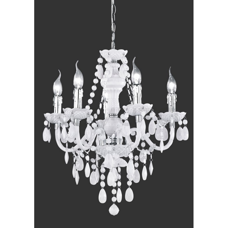 Żyrandol glamour Baroc 5 biały akrylowe kryształy