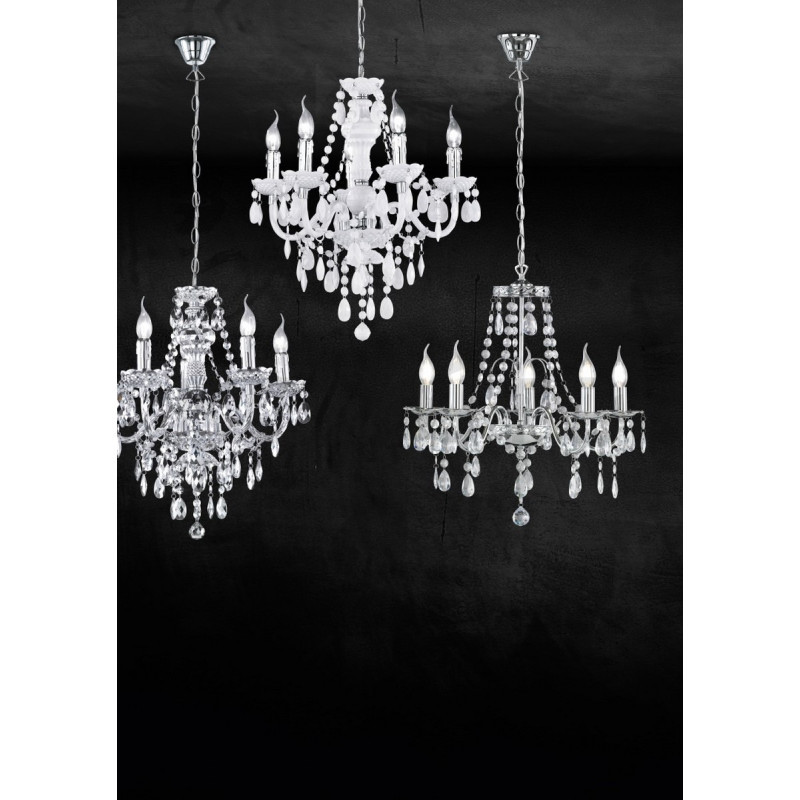 Żyrandol glamour Baroc 5 biały akrylowe kryształy Żyrandol glamour Baroc 5 biały akrylowe kryształy