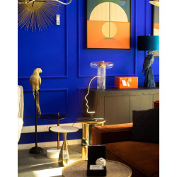 Szklana lampa stołowa ICAR złota bezbarwne szkło