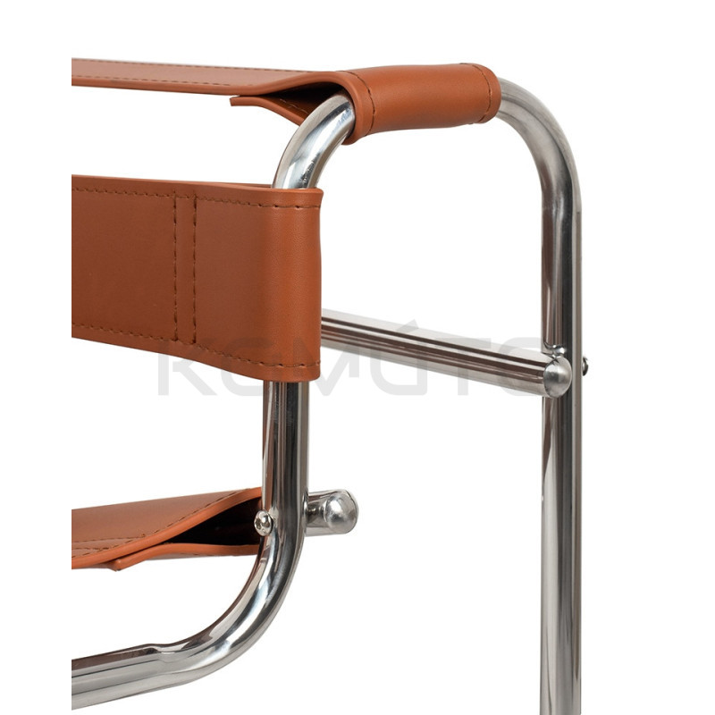 Fotel Ivan Wassily brązowy bauhaus metalowa konstrukcja z rurek