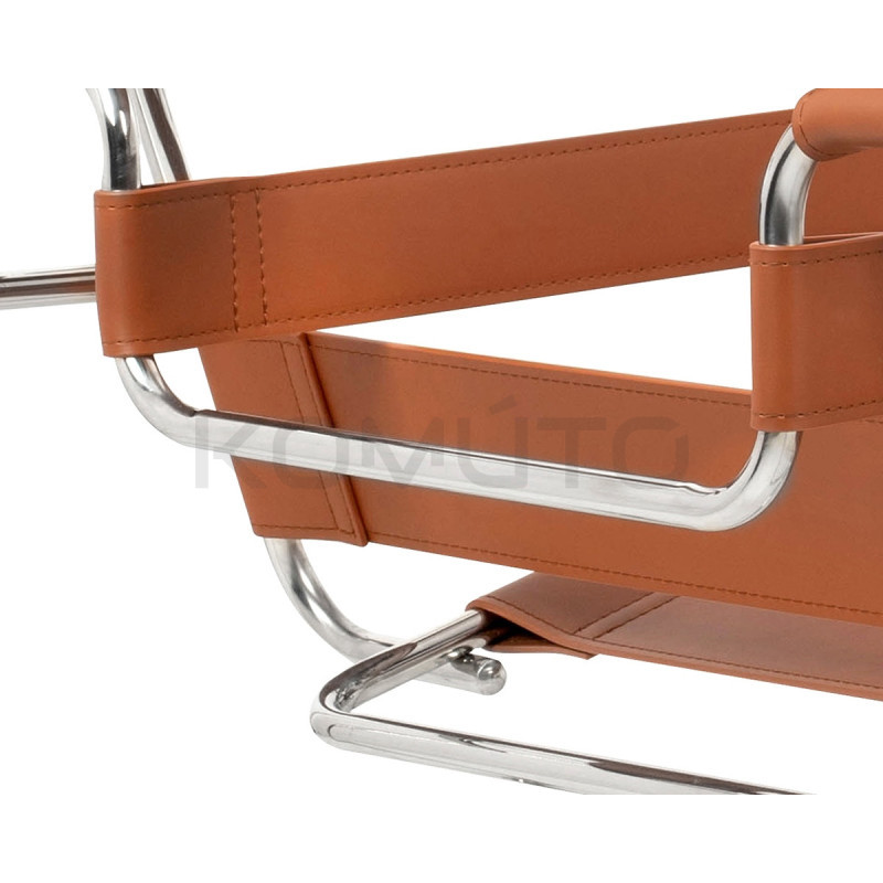 Fotel Ivan Wassily brązowy bauhaus metalowa konstrukcja z rurek