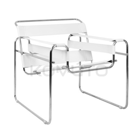 Fotel Ivan Wassily biały bauhaus metalowa podstawa z rurek