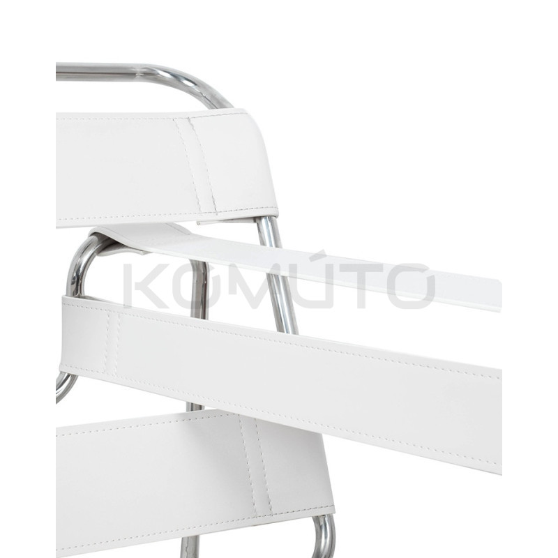 Fotel Ivan Wassily biały bauhaus metalowa podstawa z rurek