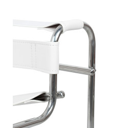 Fotel Ivan Wassily biały bauhaus metalowa podstawa z rurek