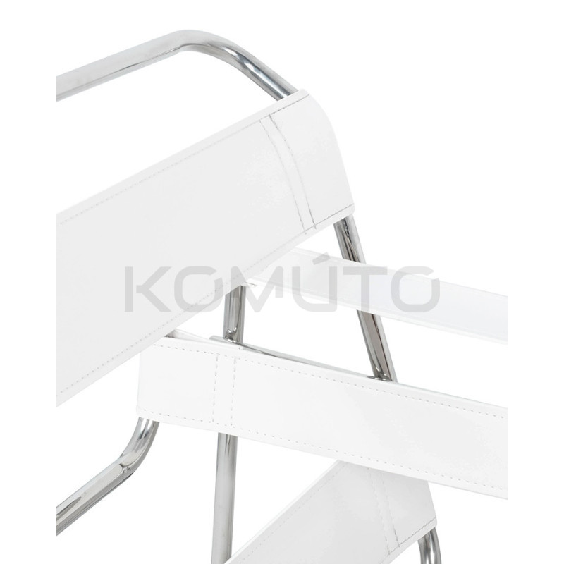 Fotel Ivan Wassily biały bauhaus metalowa podstawa z rurek