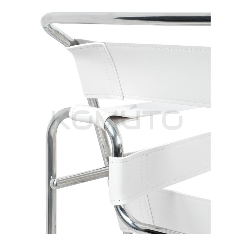 Fotel Ivan Wassily biały bauhaus metalowa podstawa z rurek