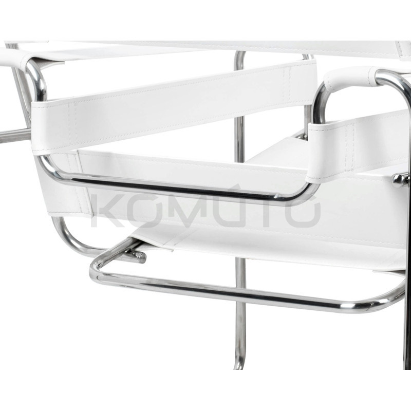 Fotel Ivan Wassily biały bauhaus metalowa podstawa z rurek