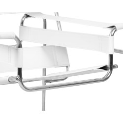 Fotel Ivan Wassily biały bauhaus metalowa podstawa z rurek