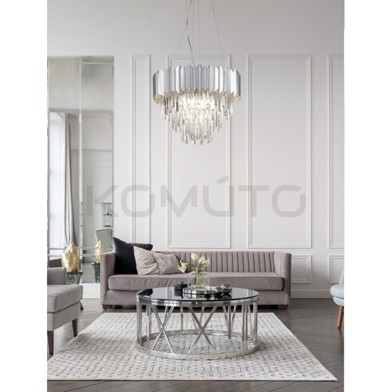 Lampa wisząca Emperor II 50 srebrna glamour kryształ nad stół