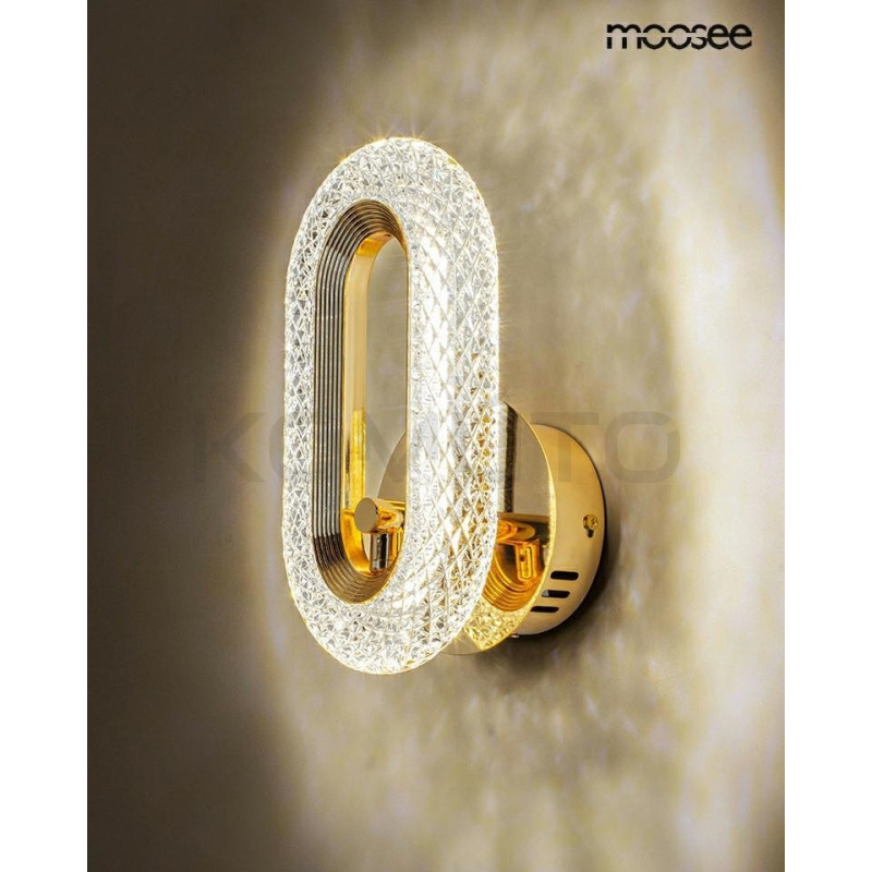 Kinkiet kryształowy JEWEL złoty wydłużony owal