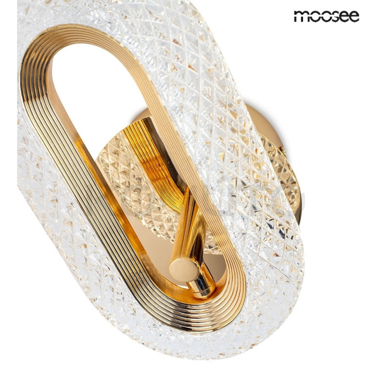 Kinkiet kryształowy JEWEL złoty wydłużony owal