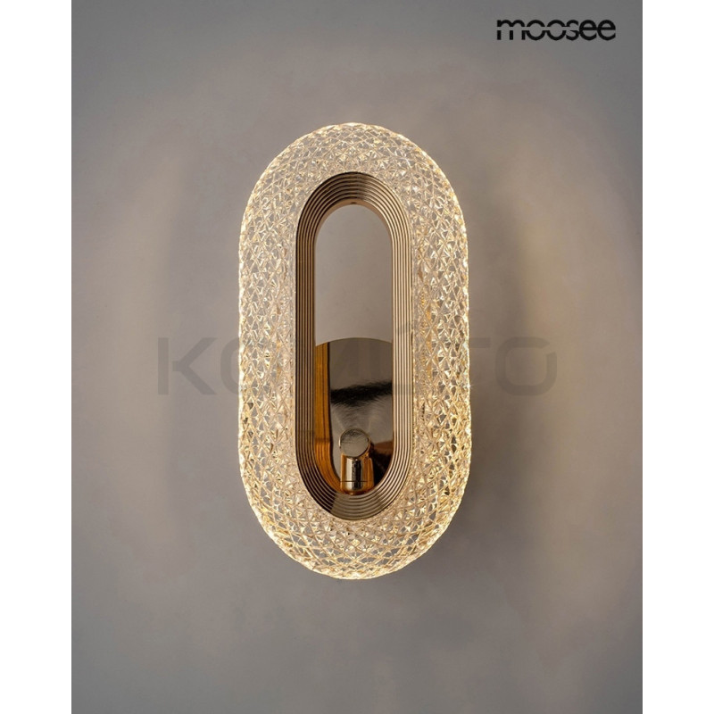 Kinkiet kryształowy JEWEL złoty wydłużony owal