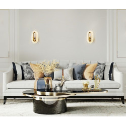 Kinkiet kryształowy JEWEL złoty wydłużony owal