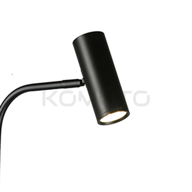 Lampa podłogowe ze stolikiem Vincent czarna podstawa marmurowa 