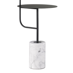 Lampa podłogowe ze stolikiem Vincent czarna podstawa marmurowa 