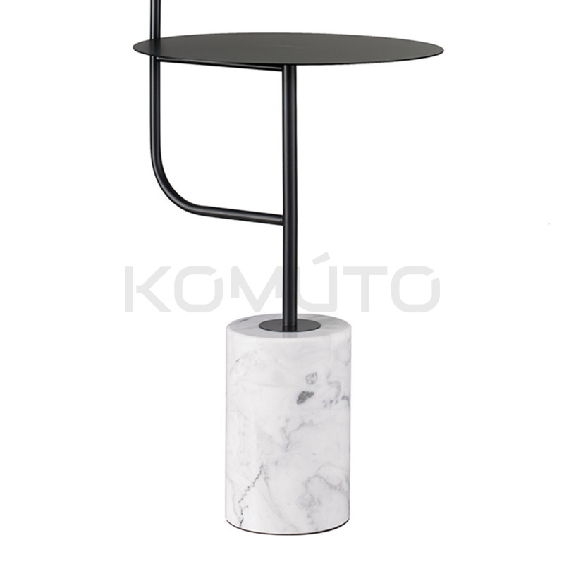 Lampa podłogowe ze stolikiem Vincent czarna podstawa marmurowa 