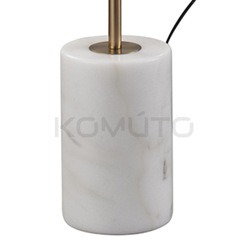 Lampa podłogowe ze stolikiem Vincent złota podstawa biały marmur