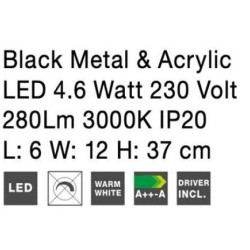  Czarny Kinkiet obraca się dookoła osi i po okręgu  Moccio