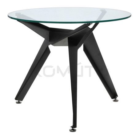 Stół okrągły CRAB 90 czarna podstawa szklany blat