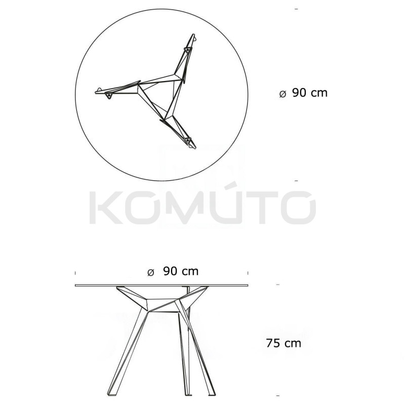 Stół okrągły CRAB 90 czarna podstawa szklany blat Stół okrągły CRAB 90 czarna podstawa szklany blat