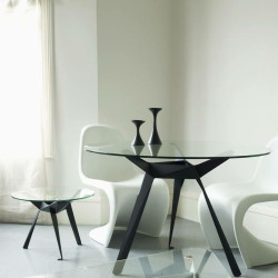 Stół okrągły CRAB 90 czarna podstawa szklany blat Stół okrągły CRAB 90 czarna podstawa szklany blat