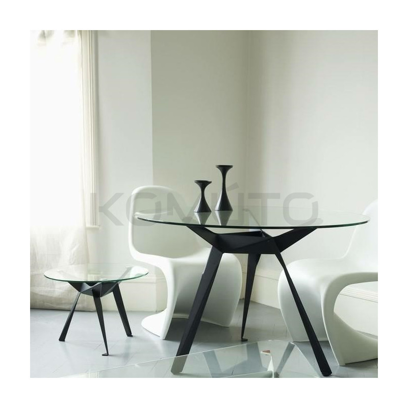 Stół okrągły CRAB 90 czarna podstawa szklany blat Stół okrągły CRAB 90 czarna podstawa szklany blat