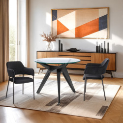 Stół okrągły CRAB 90 czarna podstawa szklany blat Stół okrągły CRAB 90 czarna podstawa szklany blat