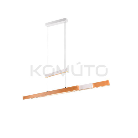 Lampa wisząca Pozioma Bruno biało drewniana Led rozsuwana