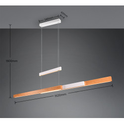 Lampa wisząca Pozioma Bruno biało drewniana Led rozsuwana Lampa wisząca Pozioma Bruno biało drewniana Led rozsuwana