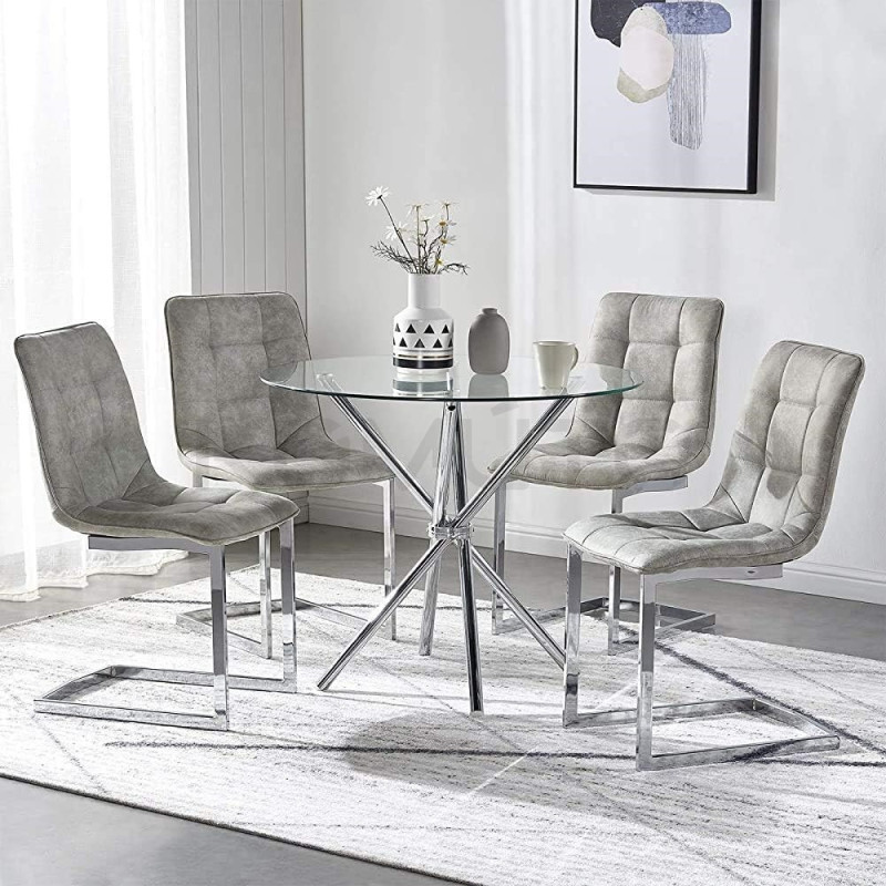 Stół okrągły Chrom Conex 90 szklany nowoczesny 4 osobowy Stół okrągły Chrom Conex 90 szklany nowoczesny 4 osobowy