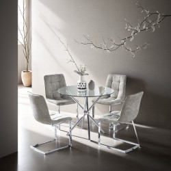 Stół okrągły Chrom Conex 90 szklany nowoczesny 4 osobowy Stół okrągły Chrom Conex 90 szklany nowoczesny 4 osobowy
