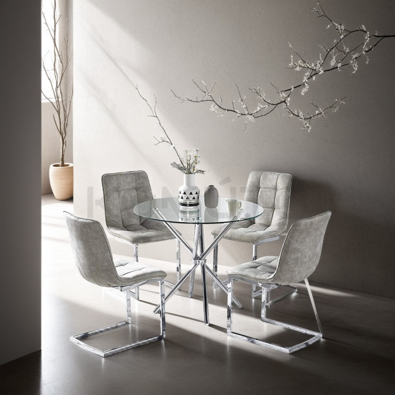 Stół okrągły Chrom Conex 90 szklany nowoczesny 4 osobowy Stół okrągły Chrom Conex 90 szklany nowoczesny 4 osobowy