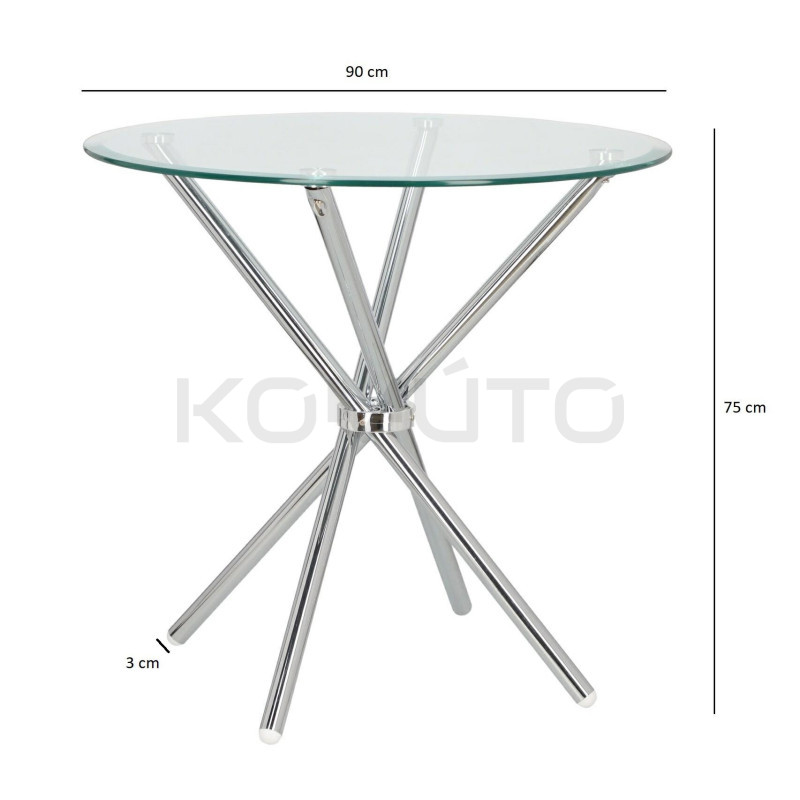 Stół okrągły Chrom Conex 90 szklany nowoczesny 4 osobowy Stół okrągły Chrom Conex 90 szklany nowoczesny 4 osobowy