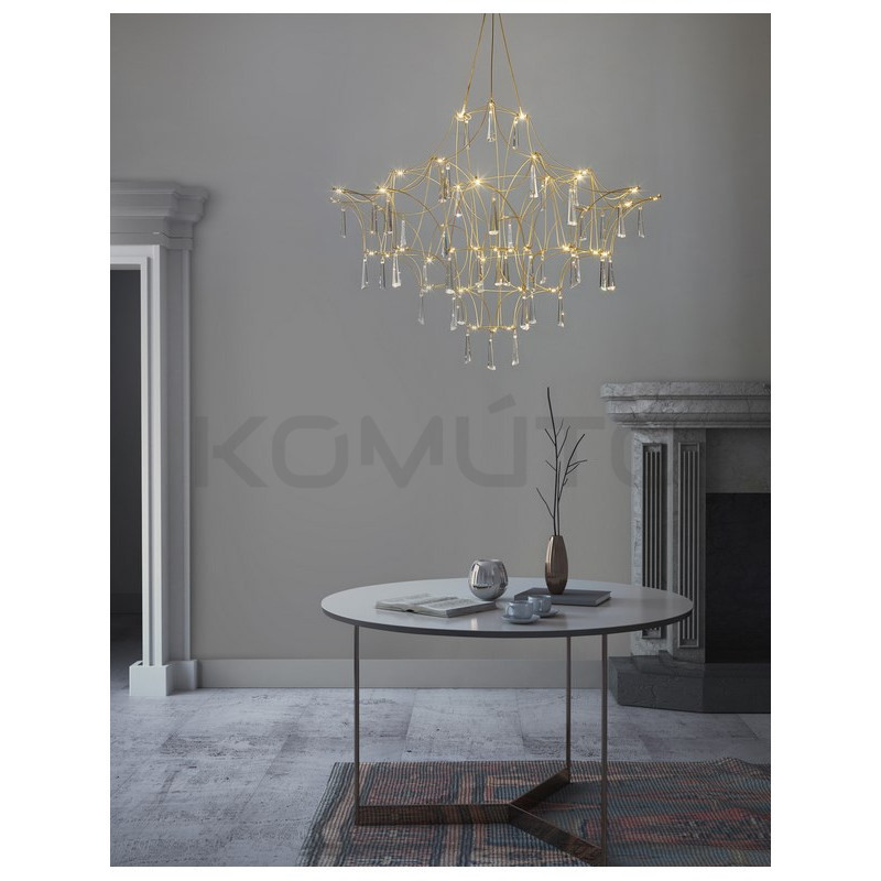 Kryształowy Żyrandol Crystal Rain 80 złoty nowoczesny