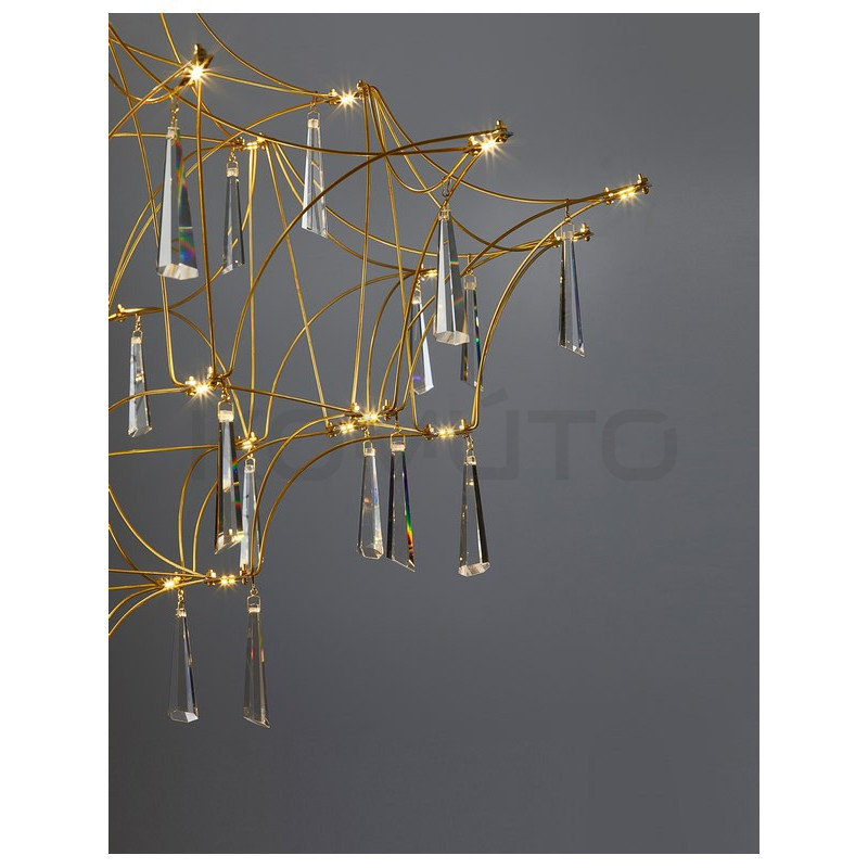 Kryształowy Żyrandol Crystal Rain 80 złoty nowoczesny