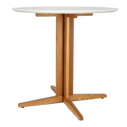 Mały Stół okrągły Brich 80 dębowa noga biały blat  Mały Stół okrągły Brich 80 dębowa noga biały blat
