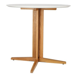 Mały Stół okrągły Brich 80 dębowa noga biały blat  Mały Stół okrągły Brich 80 dębowa noga biały blat