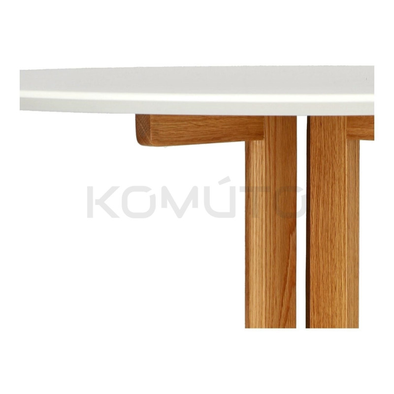 Mały Stół okrągły Brich 80 dębowa noga biały blat  Mały Stół okrągły Brich 80 dębowa noga biały blat