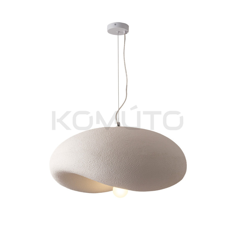 Lampa wisząca STONE FLAT biała 60 morficzna w stylu boho Lampa wisząca STONE FLAT biała 60 morficzna w stylu boho