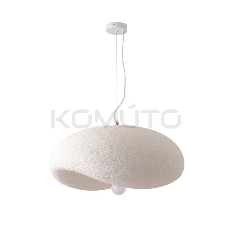 Lampa wisząca STONE FLAT biała 60 morficzna w stylu boho
