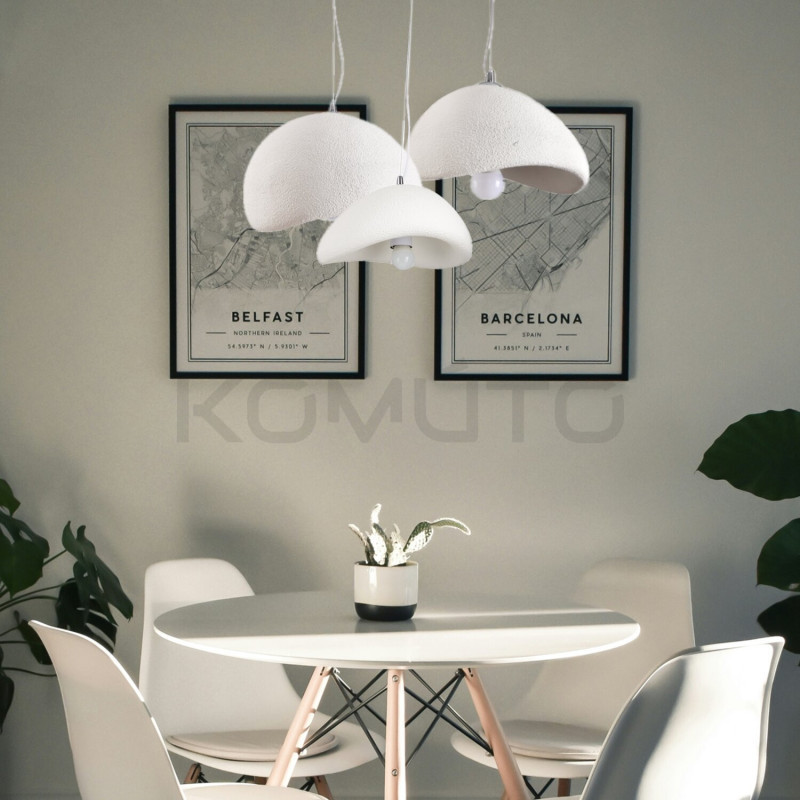 Lampa wisząca STONE FLAT biała 60 morficzna w stylu boho Lampa wisząca STONE FLAT biała 60 morficzna w stylu boho