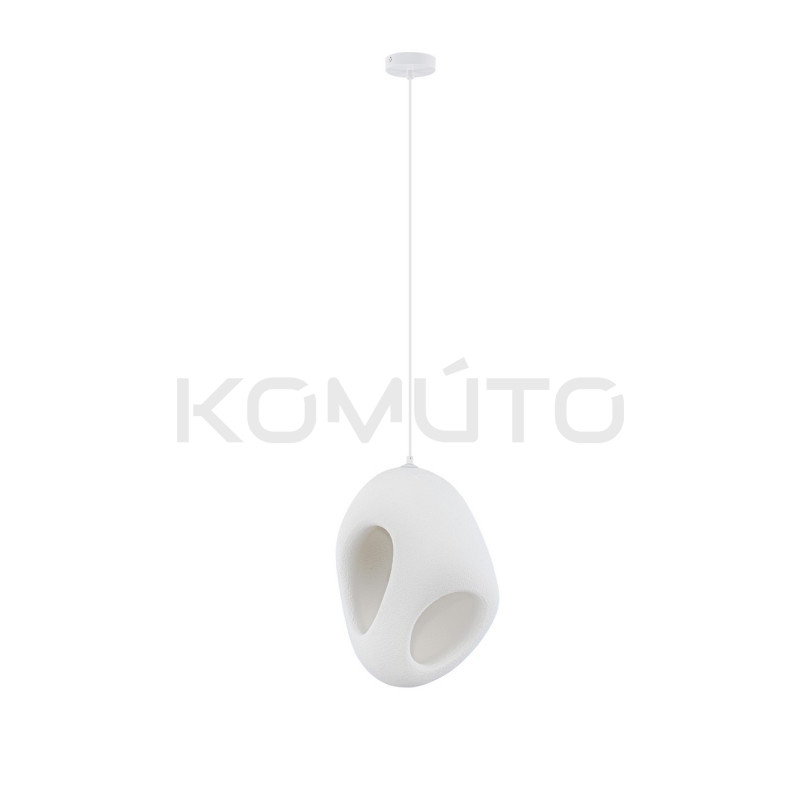 Lampa wisząca Wabi 30 biała kokon w stylu boho, japandi