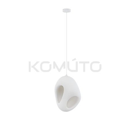 Lampa wisząca Wabi 30 biała kokon w stylu boho, japandi