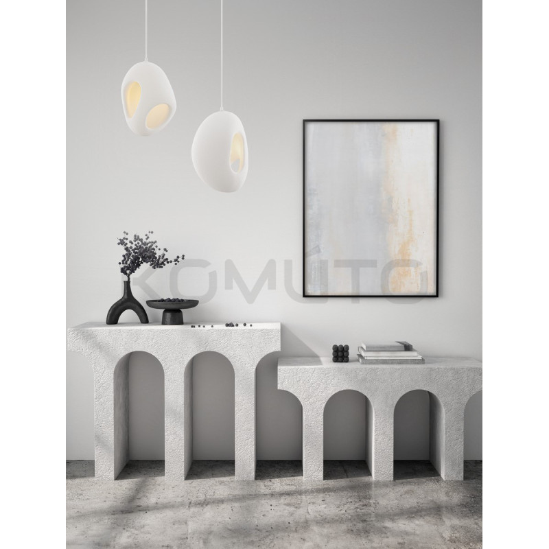 Lampa wisząca Wabi 30 biała kokon w stylu boho, japandi Lampa wisząca Wabi 30 biała kokon w stylu boho, japandi