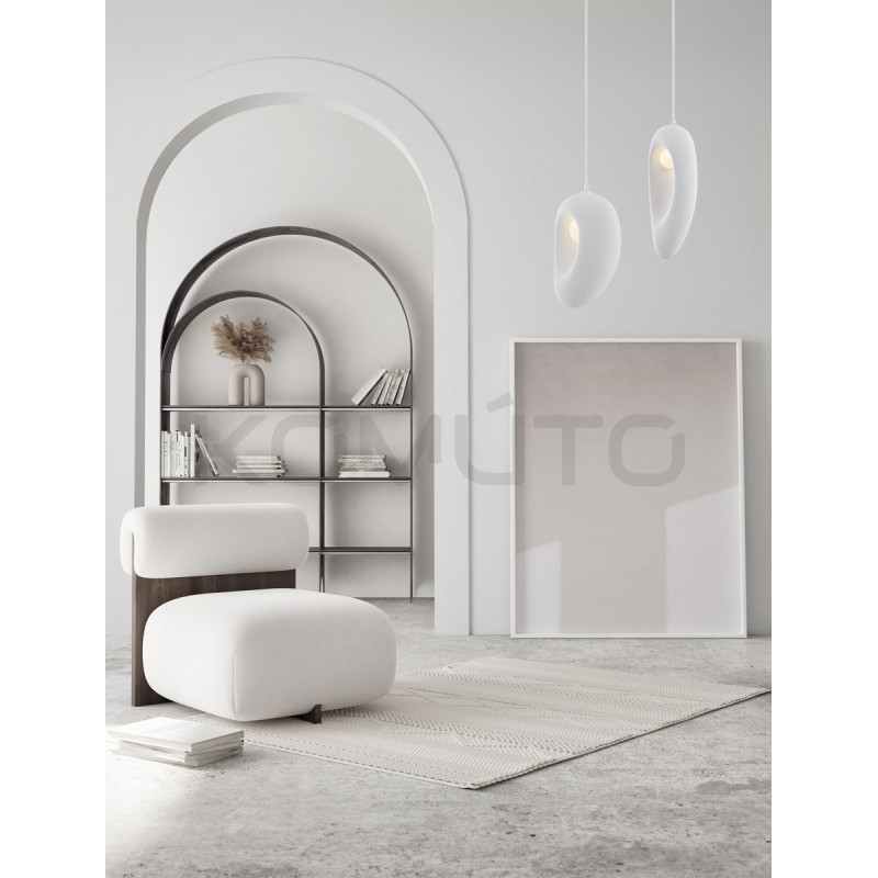 Lampa wisząca Wabi 20 biała w stylu japandi boho rustykalnym Lampa wisząca Wabi 20 biała w stylu japandi boho rustykalnym